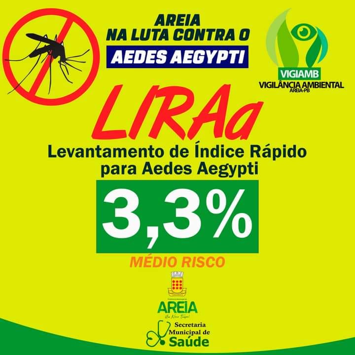 Vigilância Ambiental de Areia divulga o levantamento de índice rápido para Aedes Aegypti