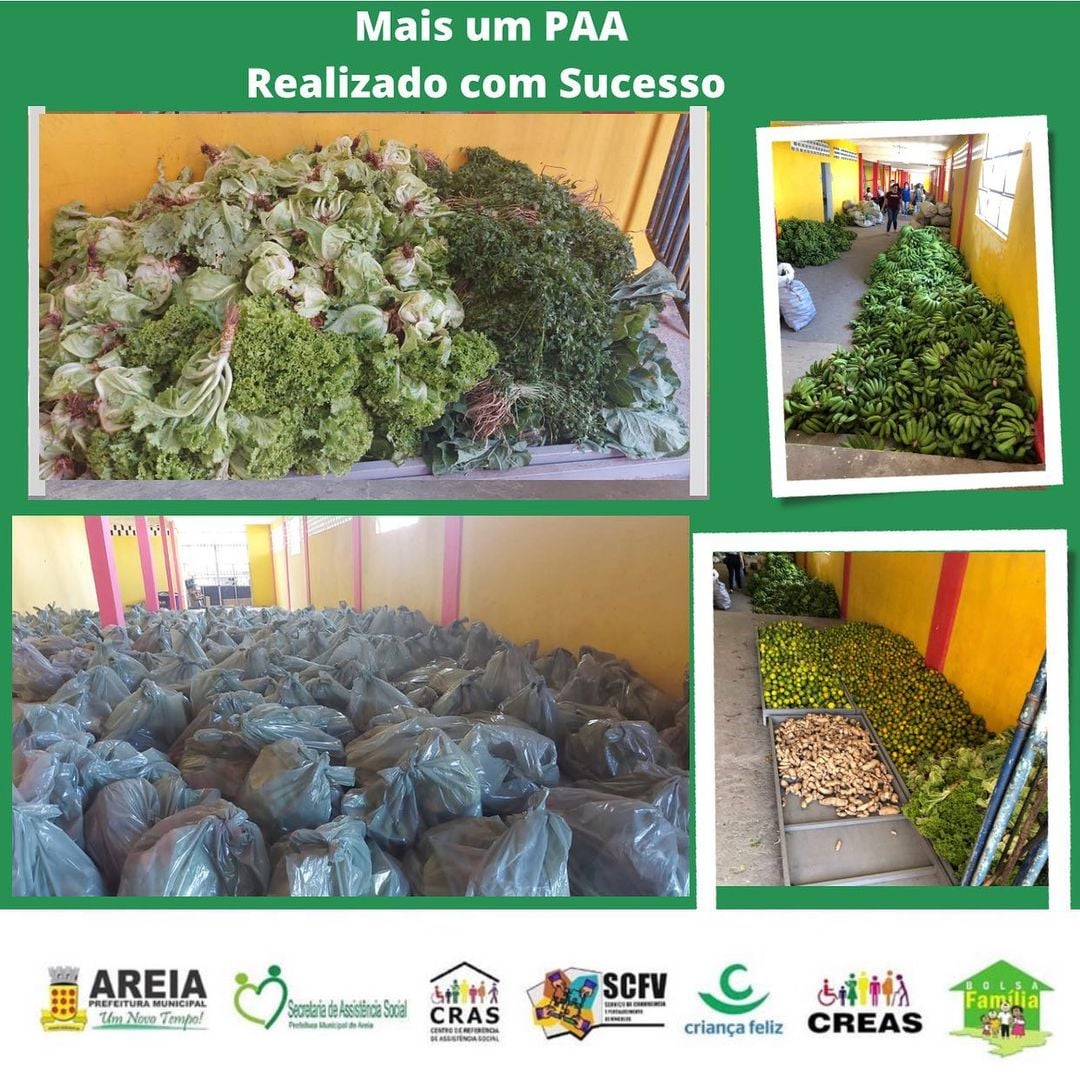 Prefeitura de Areia por meio da Secretaria Assistência Social em parceria com a Secretária de Agricultura realizou a distribuição do Programa de Aquisição de Alimentos – PAA