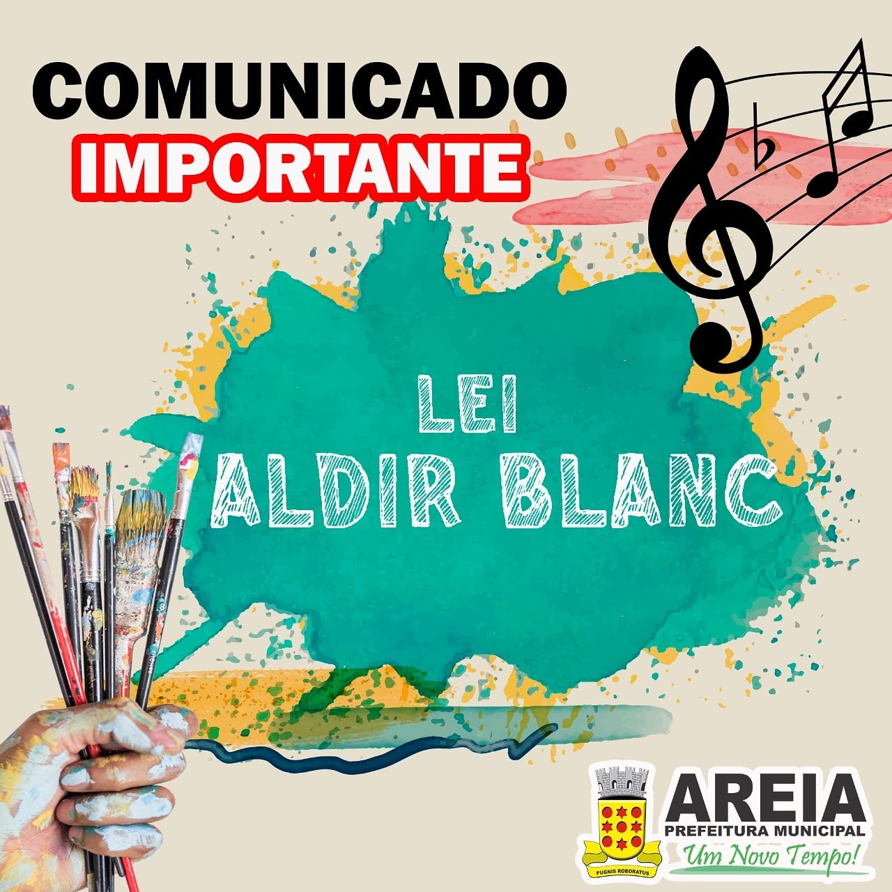 SECULT Areia comunica a classe artística que já foram lançados no semanário do município os editais da Lei Aldir Blanc