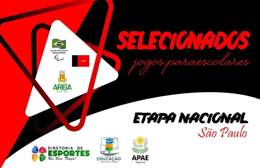 Após seletiva escolar 4 atletas da cidade de Areia foram convocados para compor a Delegação Paraibana na Etapa Nacional dos Jogos Paraescolares