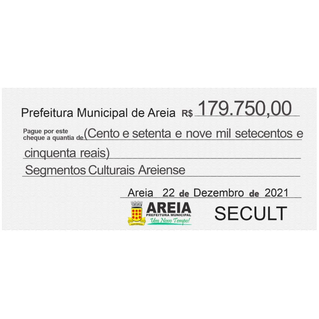 Prefeitura de Areia realiza evento e concretiza a entrega do benefício aos artistas através da Lei Aldir Blanc .