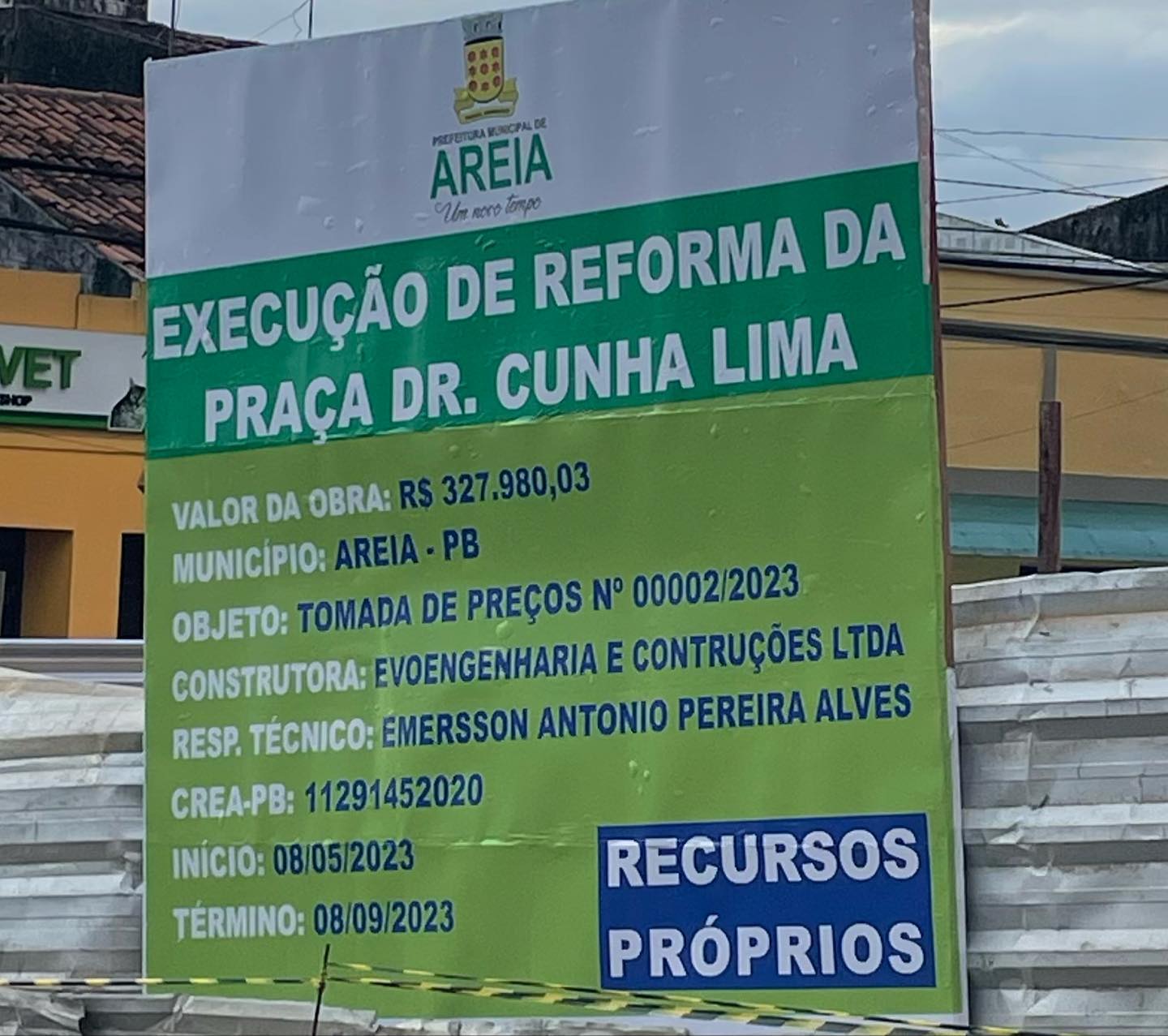 PMA inicia a reforma da Praça Dr. Cunha Lima no centro da cidade de Areia