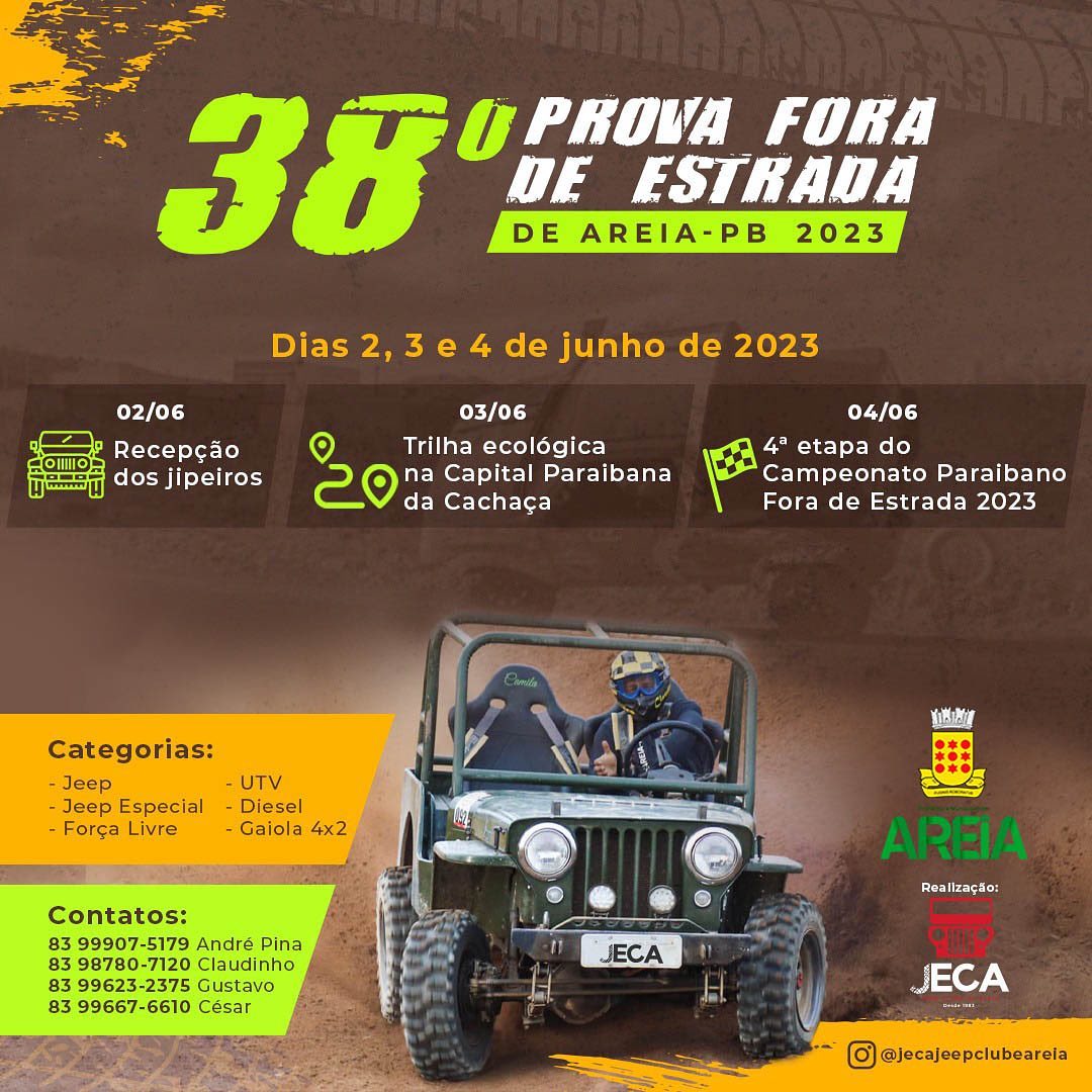 Jeep Clube de Areia comemora 40 e realiza a 38ª Prova fora de estrada de Areia