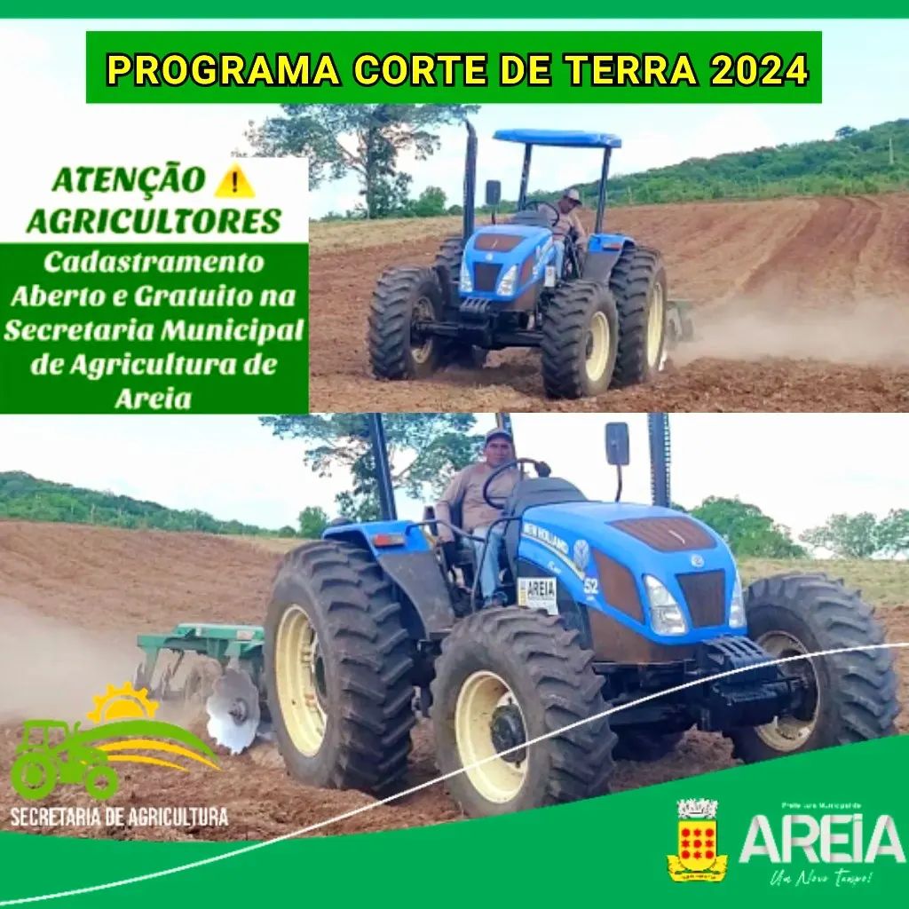 Prefeitura de Areia inicia o cadastramento de agricultores para o “Programa de Corte de Terra 2024”
