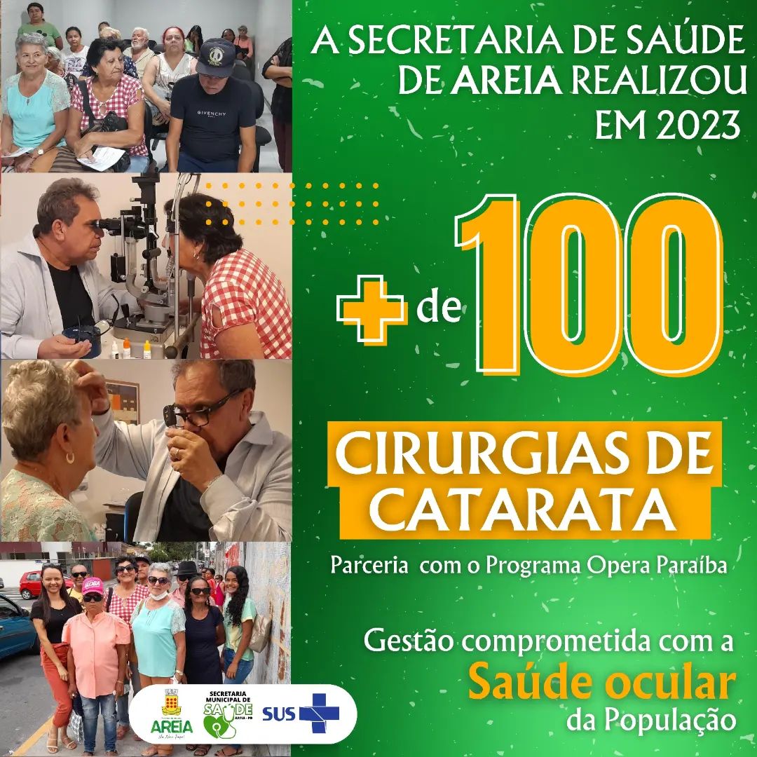 Através da Secretaria de Saúde de Areia em parceria com o Opera Paraíba 103 pacientes realizaram cirurgias de catarata