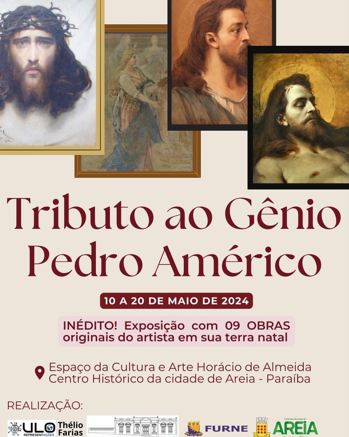 Secult Areia realiza exposição Tributo ao Gênio Pedro Américo, com 9 obras originais do pintor